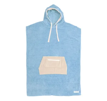 OCEAN & EARTH LADIES DAYDREAM HOODED PONCHO PALE BLUE