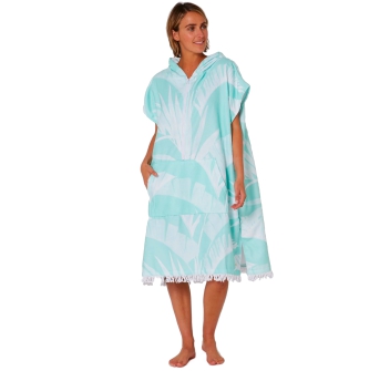 OCEAN & EARTH LADIES HOODED PONCHO MICROFIBRE ZIP MINT