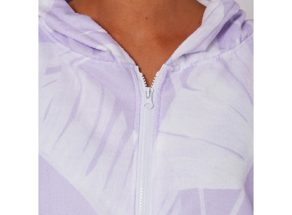 OCEAN & EARTH LADIES HOODED PONCHO MICROFIBRE ZIP VIOLET