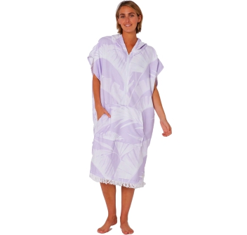 OCEAN & EARTH LADIES HOODED PONCHO MICROFIBRE ZIP VIOLET