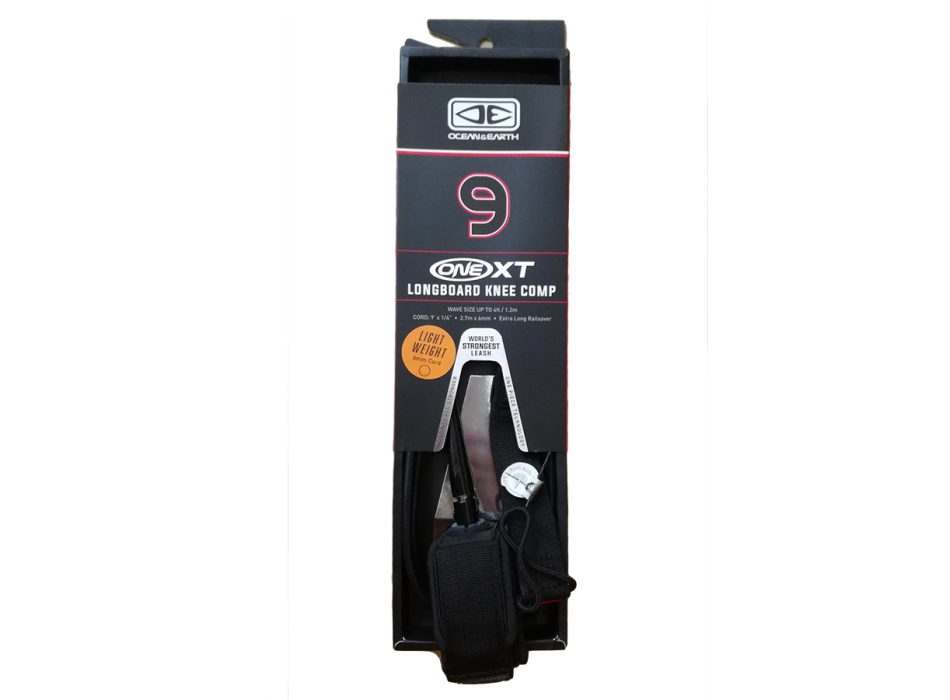 OCEAN & HEART LONGBOARD KNEE COMP LEASH 9'0" BLACK LEASH 