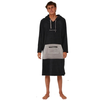 OCEAN & EARTH PONCHO SURF ESSENTIAL LONG SLEEVES HOODED MEN DULL BLACK