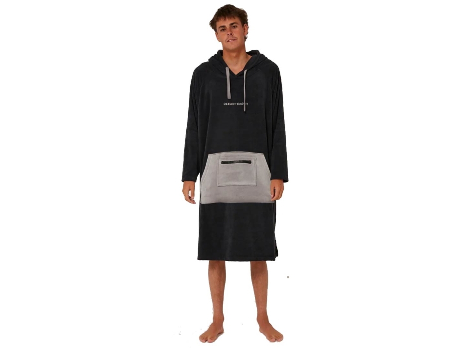 OCEAN & EARTH PONCHO SURF ESSENTIAL LONG SLEEVES HOODED MEN DULL BLACK