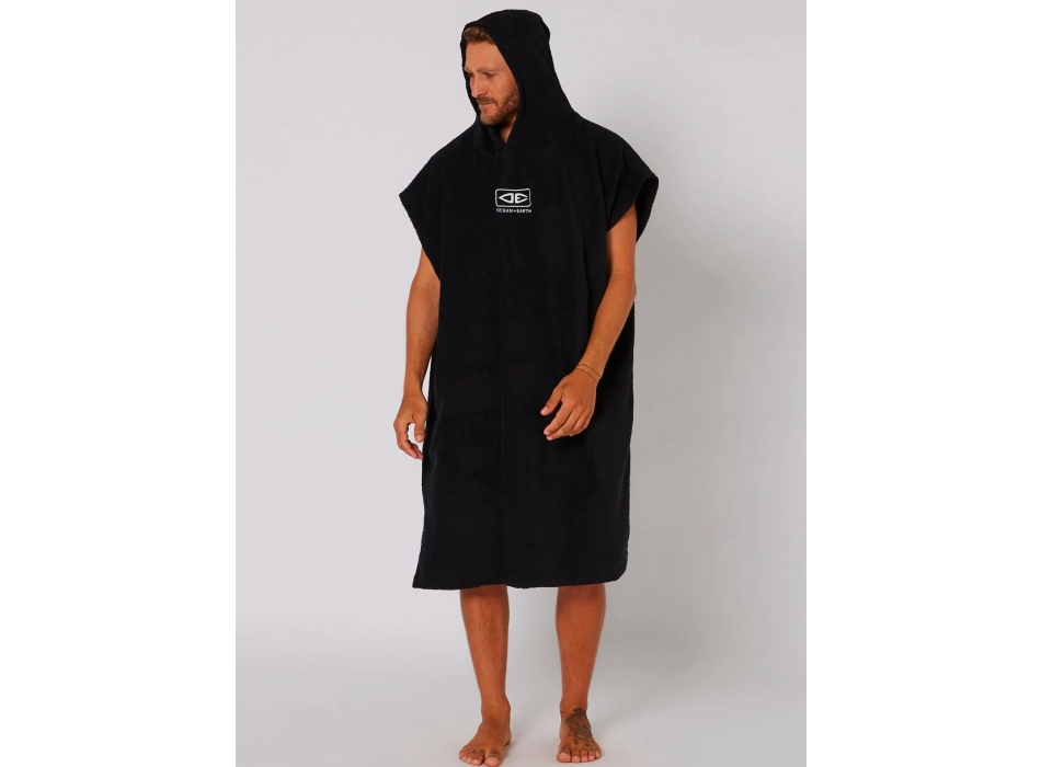 OCEAN & EARTH MENS TERRY HOODED PONCHO BLACK