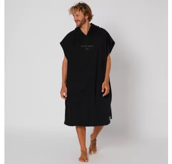 OCEAN & EARTH MENS TERRY HOODED PONCHO BLACK