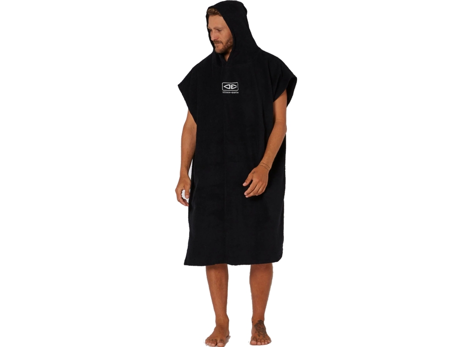 OCEAN & EARTH MENS TERRY HOODED PONCHO BLACK