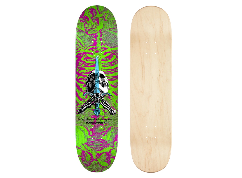 POWELL PERALTA SKULL & SWORD PINK GREEN 8.00" SKATE COMPLETE