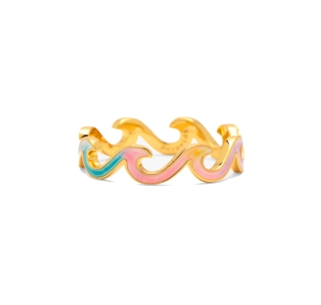 PURA VIDA TIE DYE ENAMELED WAVE RING GOLD