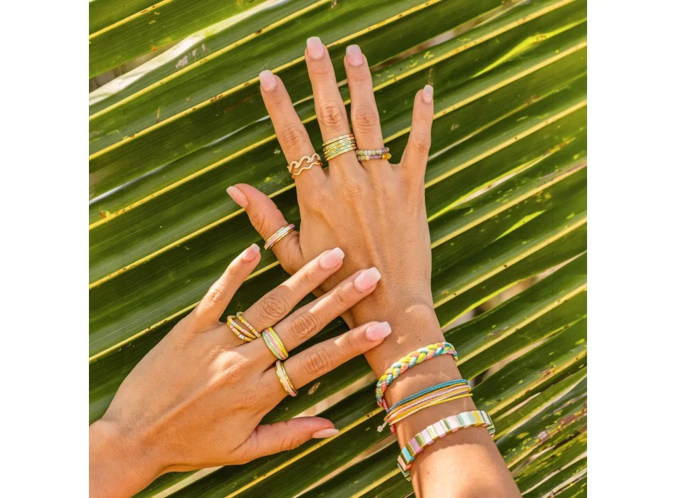 PURA VIDA TIE DYE ENAMELED WAVE RING GOLD