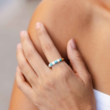 PURA VIDA STRIPED ENAMEL GOLD RING