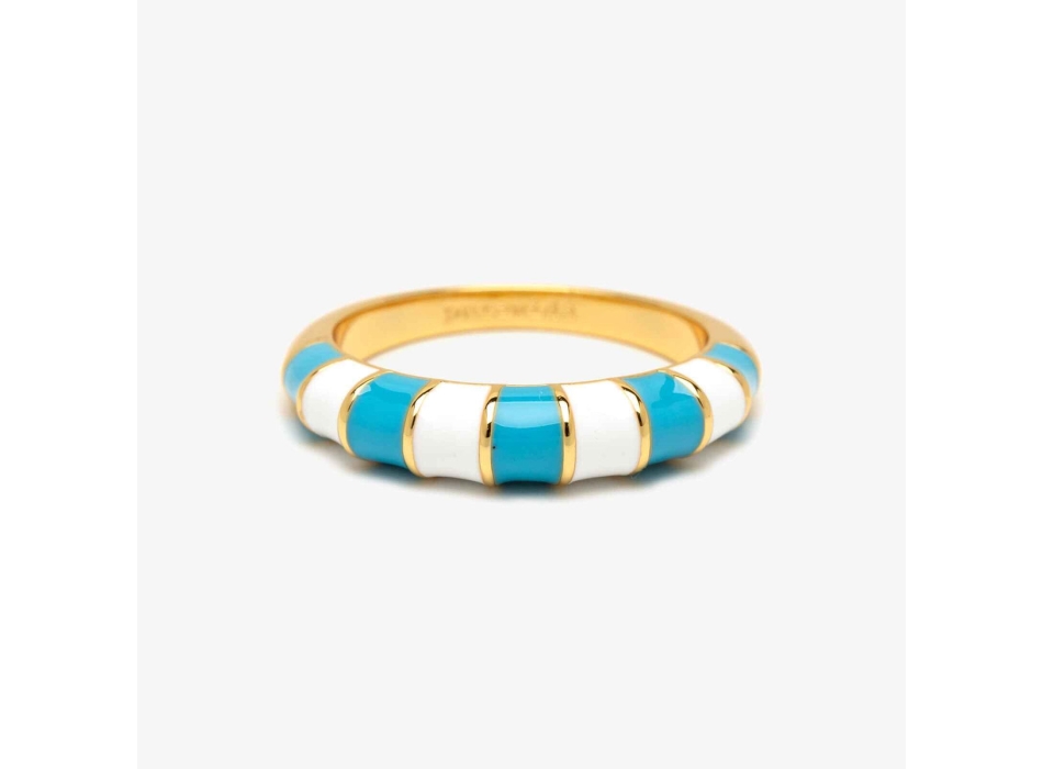 PURA VIDA STRIPED ENAMEL GOLD RING