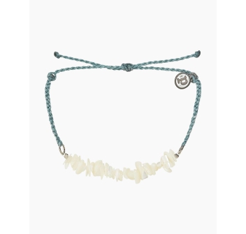 PURA VIDA BRACELETS MOTHER OF PEARL SHELL CHIP SMOKE BLUE