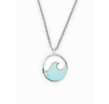 PURA VIDA STONE WAVE NECKLACE SILVER BLUE