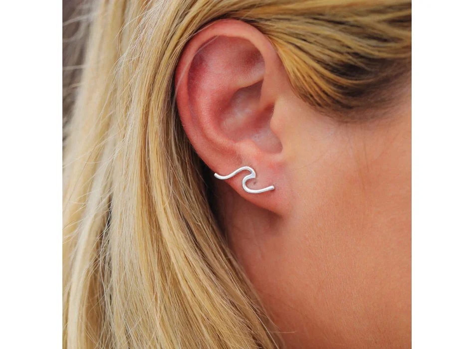 Pura Vida Wave Ear Climber Silver Surf Shop Online Surfcornerstore