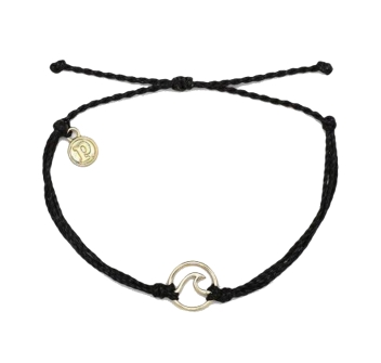 PURA VIDA BRACELETS WAVE SILVER BLACK