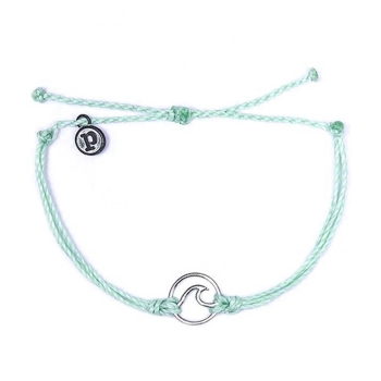 PURA VIDA BRACELETS WAVE SILVER MINTY GREEN