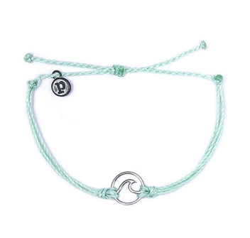 PURA VIDA BRACELETS WAVE SILVER MINTY GREEN
