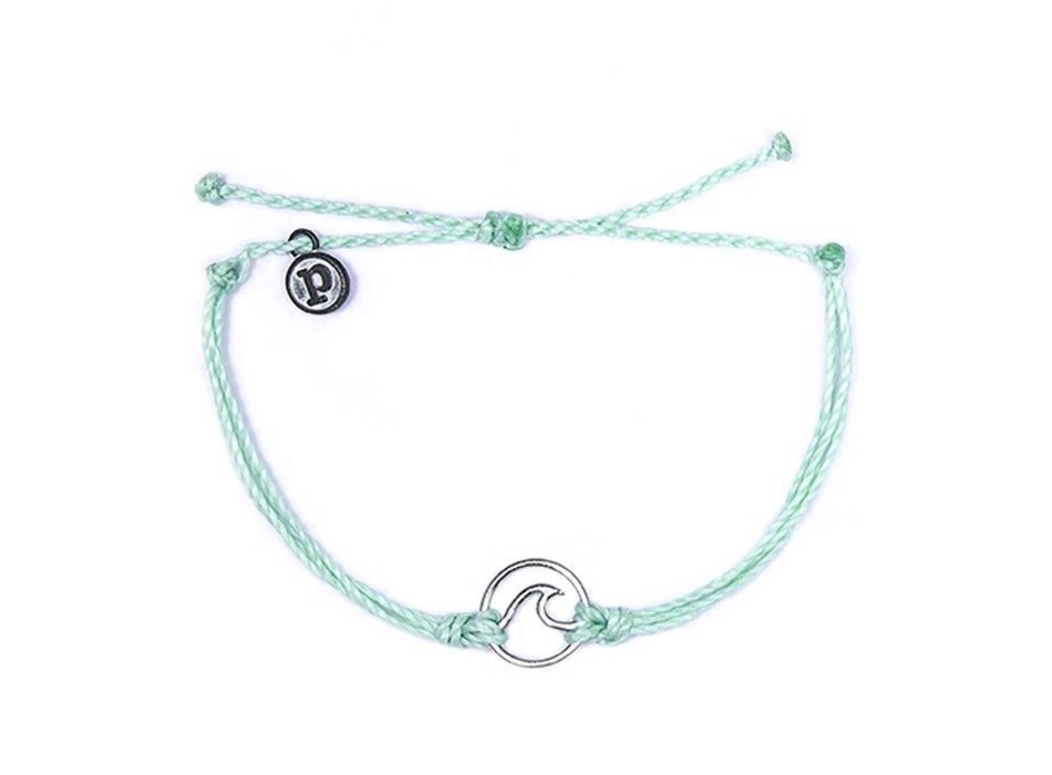 PURA VIDA BRACELETS WAVE SILVER MINTY GREEN