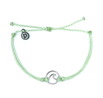 PURA VIDA BRACELETS WAVE SILVER MINTY GREEN