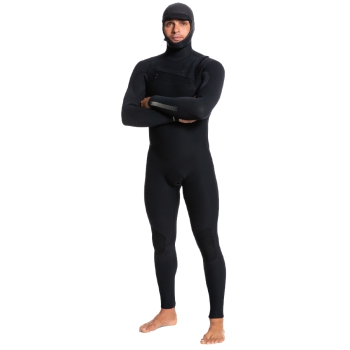 QUIKSILVER 5/4/3 HIGHLINE HOODED CHEST ZIP WETSUIT BLACK