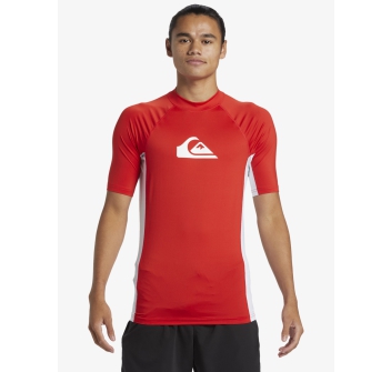 QUIKSILVER SURF SHORT SLEEVE TEE EVERYDAY COMP UPF50 RED