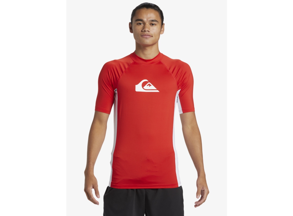 QUIKSILVER SURF SHORT SLEEVE TEE EVERYDAY COMP UPF50 RED