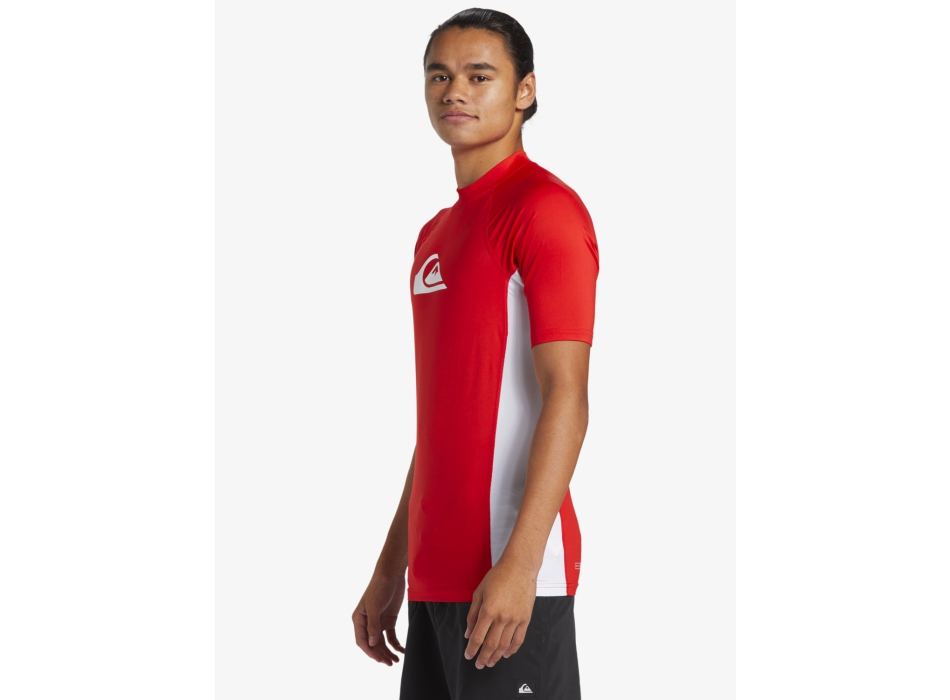 QUIKSILVER SURF SHORT SLEEVE TEE EVERYDAY COMP UPF50 RED