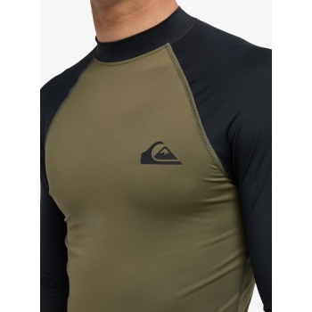 QUIKSILVER SURF LONG SLEEVE TEE EVERYDAY UPF50 GRAPE LEAF BLACK