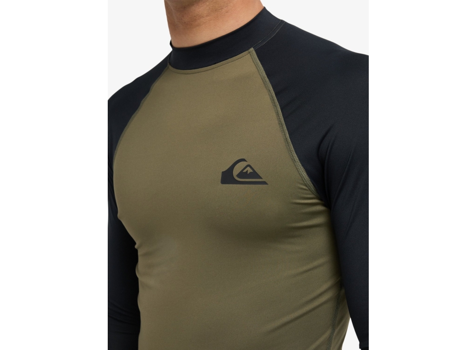 QUIKSILVER SURF LONG SLEEVE TEE EVERYDAY UPF50 GRAPE LEAF BLACK