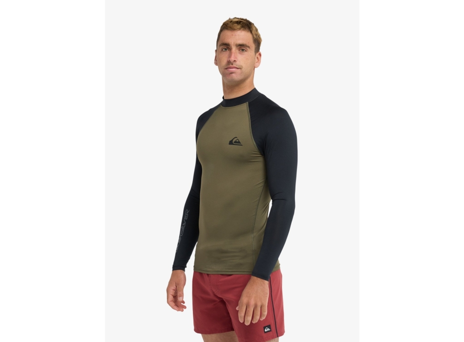 QUIKSILVER SURF LONG SLEEVE TEE EVERYDAY UPF50 GRAPE LEAF BLACK