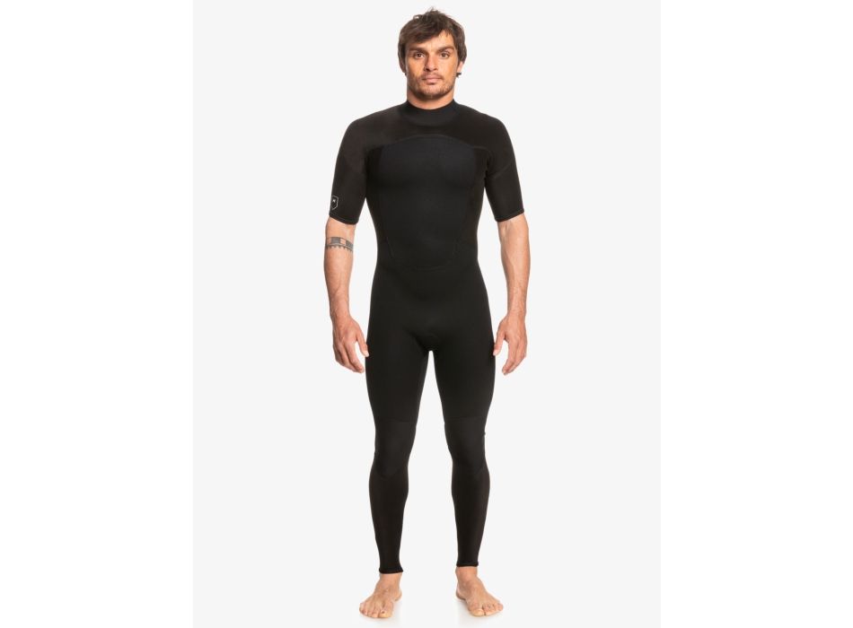QUIKSILVER 2/2 PROLOGUE SHORT SLEEVE BACK ZIP WETSUIT BLACK