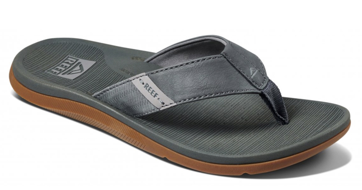 $59 Reef Santa Ana CI4652 Sandals Men\'s Gray Leather Round Toe Flip Flop Size 14 Reef Santa Ana Mens Vegan Leather Sandals | Mens White  main image 2