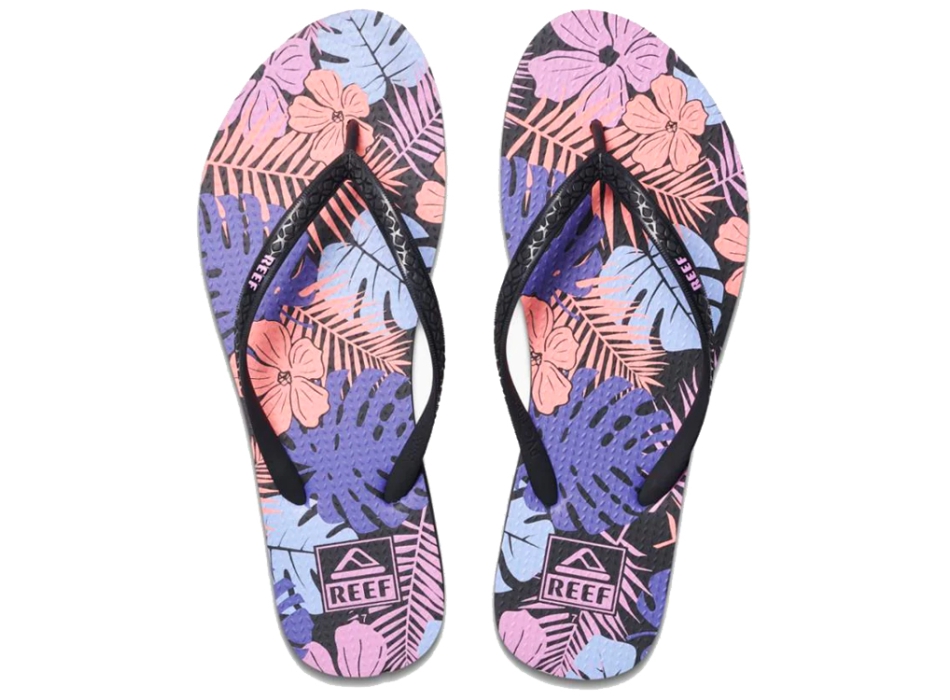 REEF SEASIDE PRINTS FLIP FLOP PURPLE FRONDS