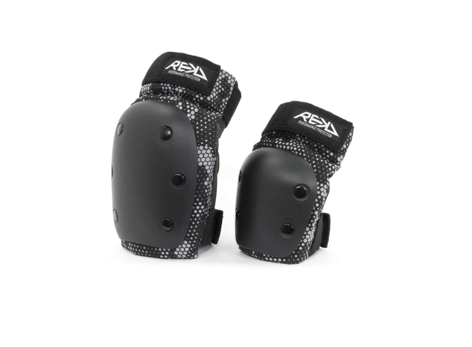 REKD YOUTH HEAVY DUTY DOUBLE PAD SET BLACK GREY