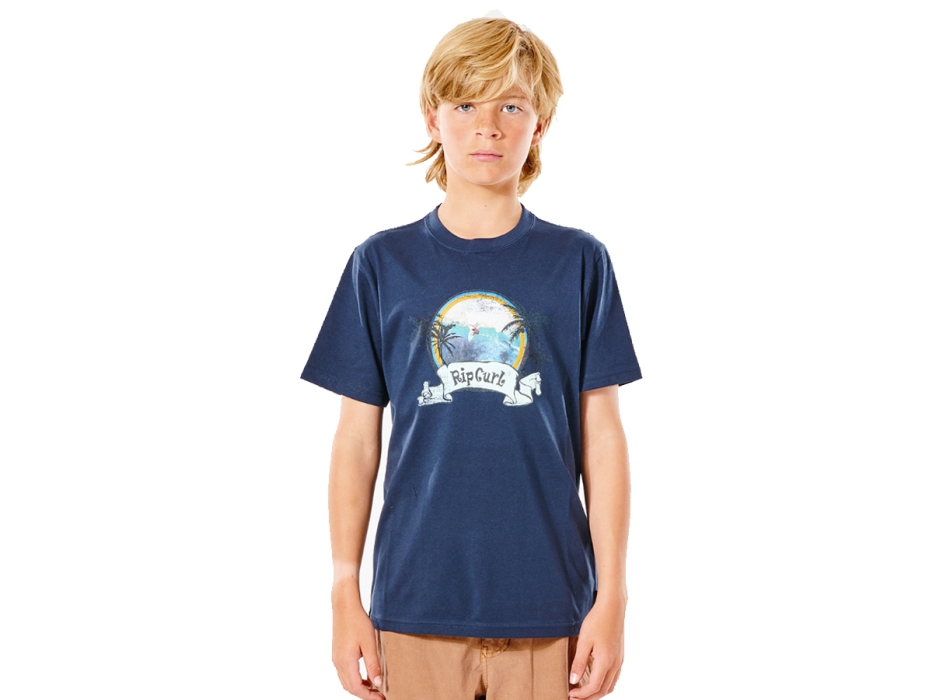 RIP CURL ACTION TEE BOY RETRO YELLOW