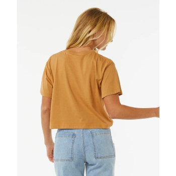 RIP CURL BLOCK PARTY CROP TEE LIGHT BROWN