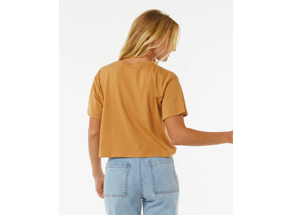 RIP CURL BLOCK PARTY CROP TEE LIGHT BROWN