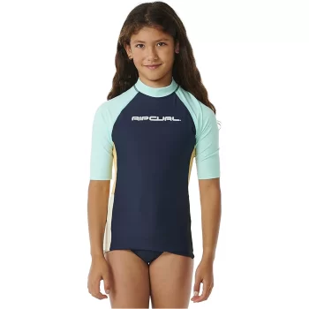 RIP CURL BLOCK PARTY SHORT SLEEVE RASH VEST GIRL 8-16