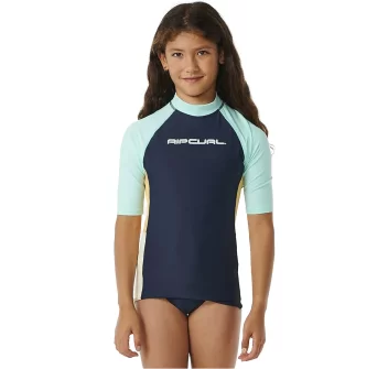 RIP CURL BLOCK PARTY SHORT SLEEVE RASH VEST GIRL 8-16