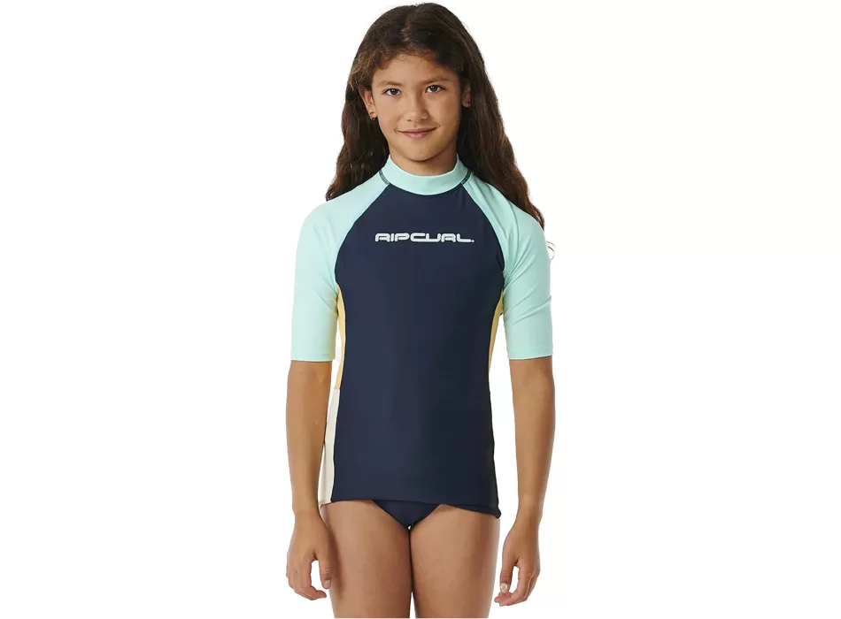 RIP CURL BLOCK PARTY SHORT SLEEVE RASH VEST GIRL 8-16