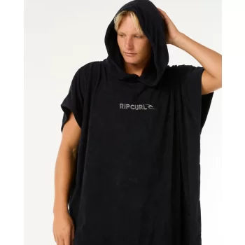 RIP CURL BRAND HOODED PONCHO BLACK GREY