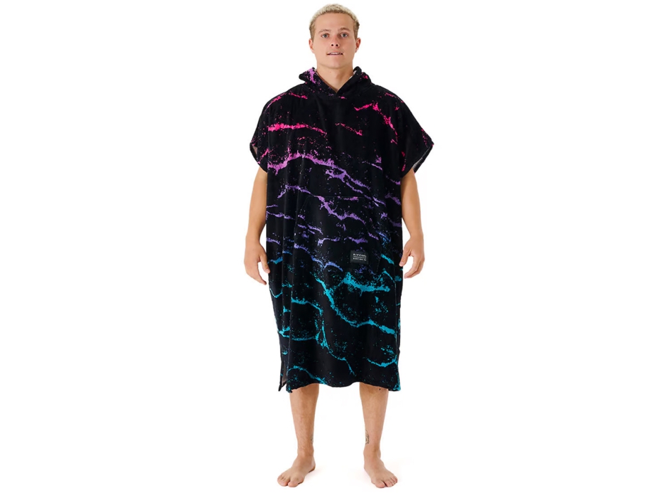 RIP CURL COMBO PRINT HOODED TOWEL BLACK BLUE