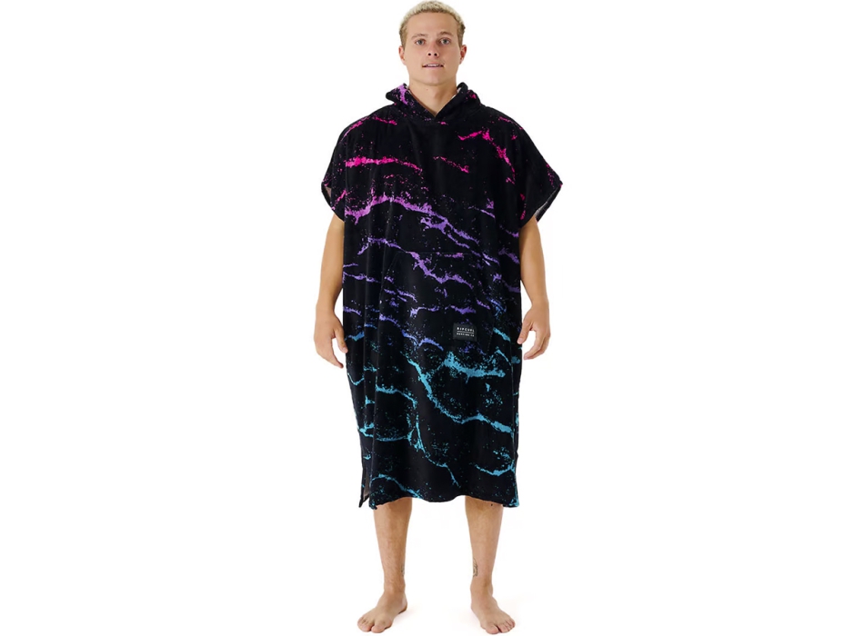 RIP CURL COMBO PRINT HOODED TOWEL BLACK BLUE
