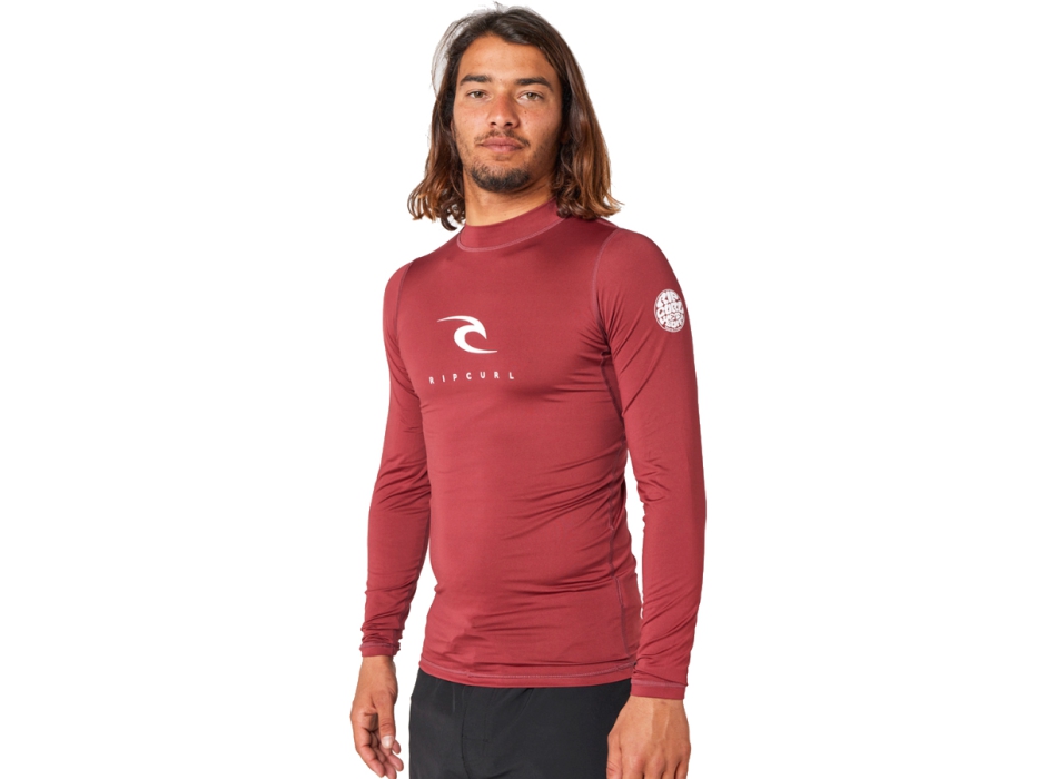 RIP CURL CORPS LONG SLEEVE UV TEE MAROON