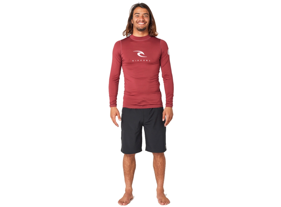 RIP CURL CORPS LONG SLEEVE UV TEE MAROON