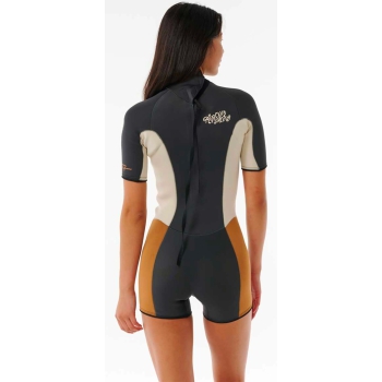 RIP CURL WOMEN DAWN PATROL 2/2 SHORT SLEEVE BACKZIP LIGHT BROWN