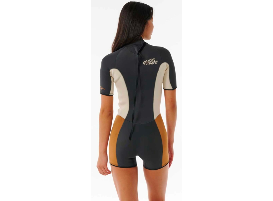 RIP CURL WOMEN DAWN PATROL 2/2 SHORT SLEEVE BACKZIP LIGHT BROWN