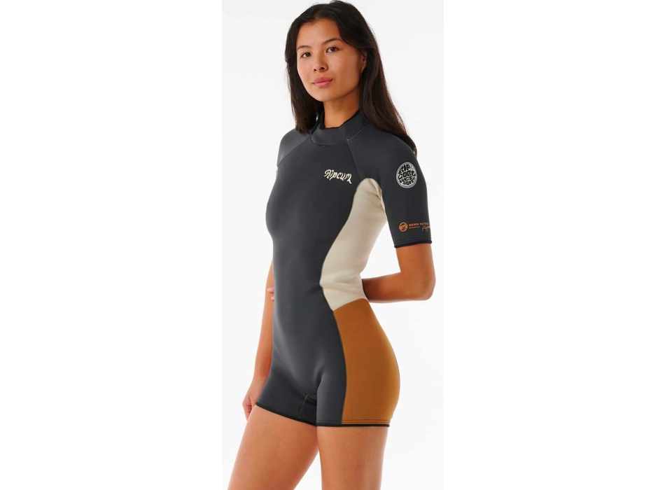 RIP CURL WOMEN DAWN PATROL 2/2 SHORT SLEEVE BACKZIP LIGHT BROWN