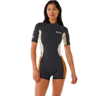 RIP CURL WOMEN DAWN PATROL 2/2 SHORT SLEEVE BACKZIP LIGHT BROWN