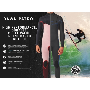 RIP CURL DAWN PATROL 5/3 CHEST ZIP WETSUIT BLACK